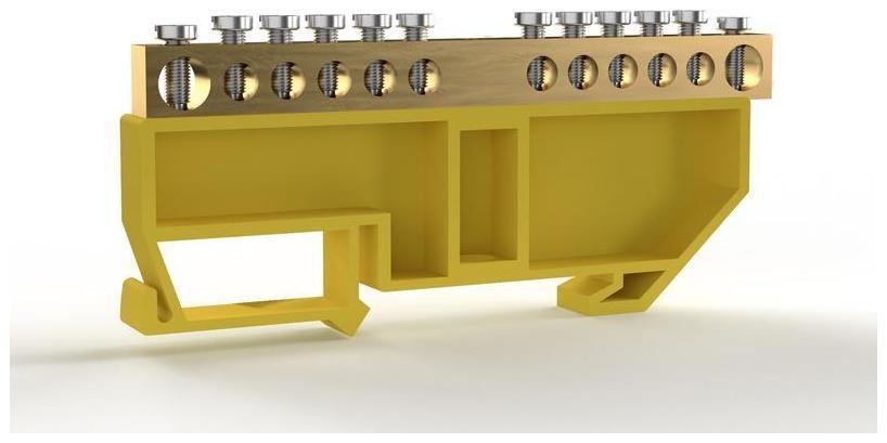 TOKOV electric TKE-BCB-69-12-DIN/PE Шина PE "земля" на DIN-изоляторе 6х9мм 12 отвер. латунь