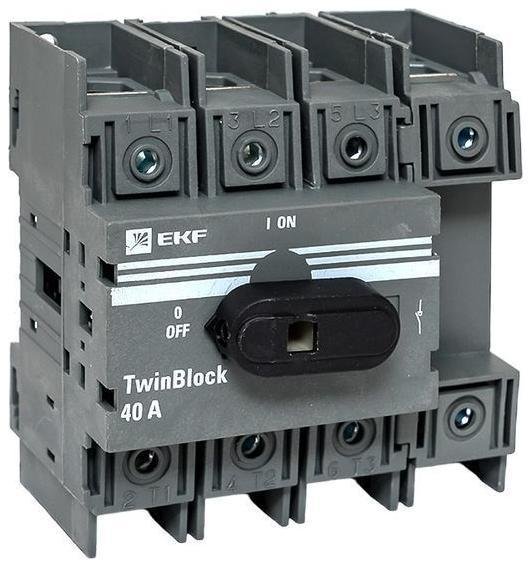 EKF tb-40-4p-f Рубильник 4п 40А с рукояткой управления для прямой установки TwinBlock