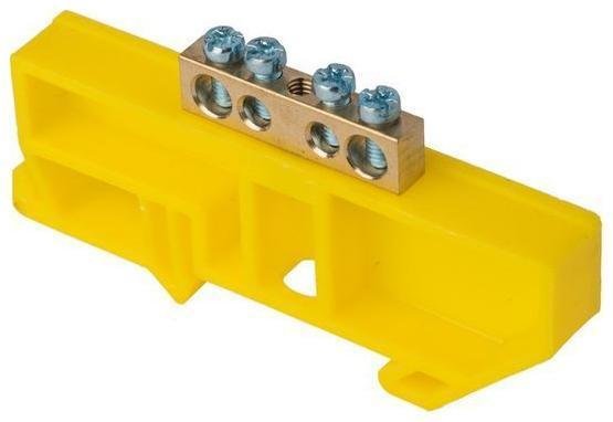 EKF sn0-63-04-dz Шина нулевая N 6х9 4 отвер. латунь желт. изолятор на DIN-рейку PROxima