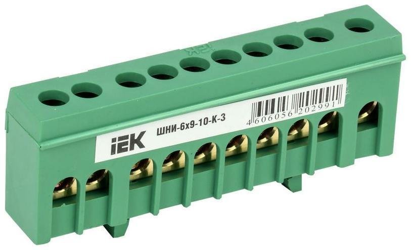 IEK YNN10-69-10KD-K06 Шина PE "земля" в корп. изол. на DIN-рейку ШНИ-6х9-10-К-З