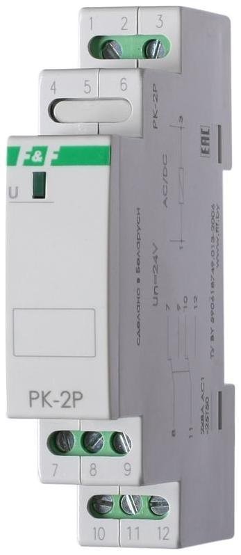 Евроавтоматика F&F EA06.001.009 Реле промежуточное PK-2P (монтаж на DIN-рейке 35мм 220В 50Гц 2х8А 2 перекл.) F&F