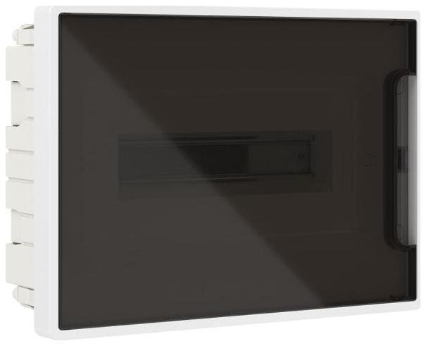 DKC F12B1WD Щиток встраиваемый FRAME 12мод с тонированной дверцей с 2 шинами PEN на 6 и 8 отверст. бел