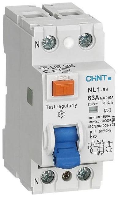 CHINT 200824 Выключатель дифференциального тока (УЗО) 2п 16А 10мА тип A 6кА NL1-63 (R)