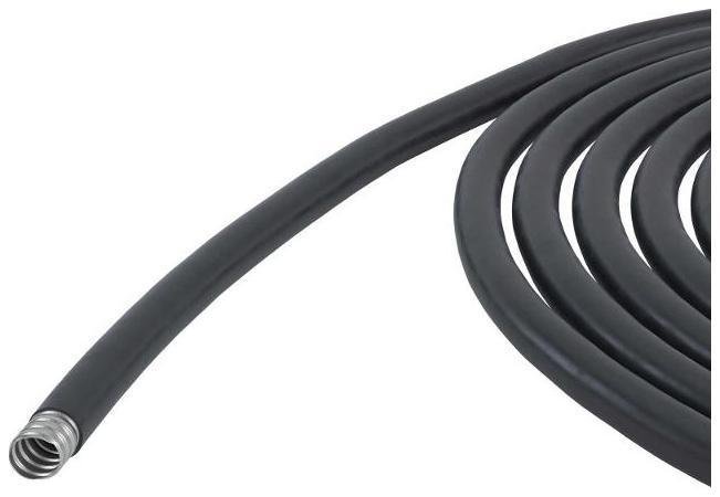 DKC 607PU16N Металлорукав DN 15мм в гладкой PU оболочке, Dвн 15,5 мм, Dнар 21,0мм,50м, цвет черный без протяжки [в упаковке 50, цена за 1 м]