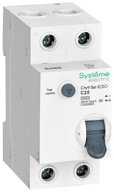 Systeme Electric C9D65625 Выключатель автоматический дифференциального тока 1P+N 25A C 6kA 30мА Тип-А City9