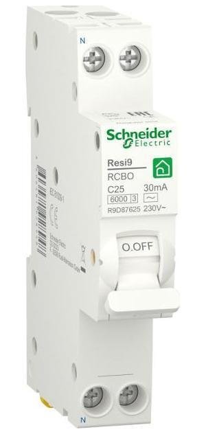 Schneider Electric R9D87625 Выключатель автоматический дифференциального тока 1P+N С 25А 6000A 30мА 18mm тип АС RESI9