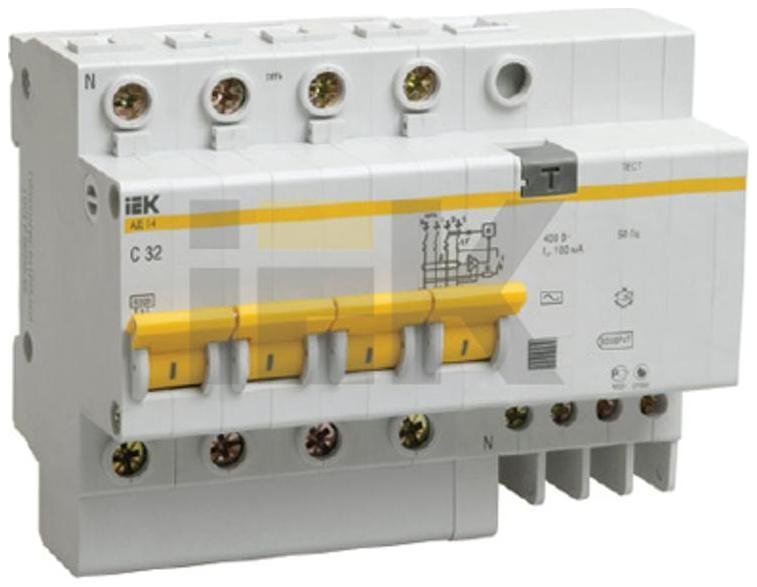 IEK MAD10-4-050-C-100 Выключатель автоматический дифференциального тока АД14 4п 50А C 100мА тип AC (5 мод)