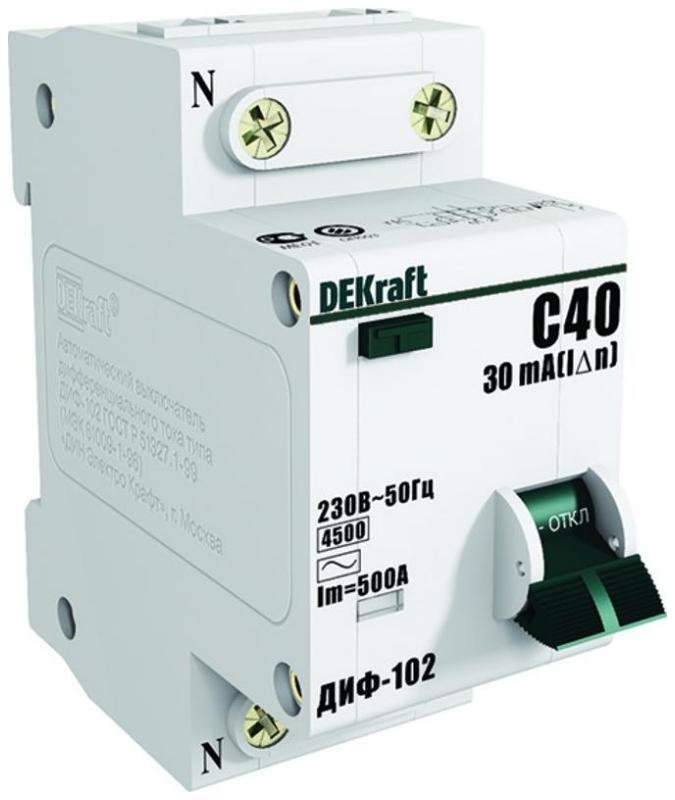 DEKraft 16006DEK Выключатель автоматический дифференциального тока ДИФ-102 1п+N 32А C 30мА тип AC
