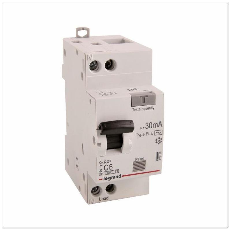 Legrand 419396 Выключатель автоматический дифференциального тока RX3 1п+N 6А C 30мА тип AC [в упаковке 6, цена за 1 шт]