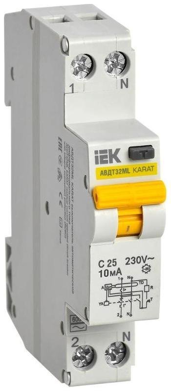 IEK MVD12-1-025-C-010 Выключатель автоматический дифференциального тока АВДТ32МL С25 10мА KARAT