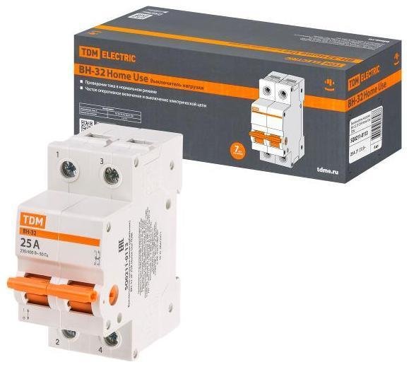 TDM electric SQ0211-0113 Выключатель нагрузки модульный (мини-рубильник) ВН-32 2P 25A Home Use