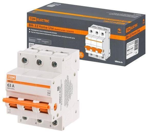 TDM electric SQ0211-0127 Выключатель нагрузки модульный (мини-рубильник) ВН-32 3P 63A Home Use
