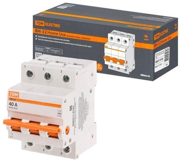 TDM electric SQ0211-0125 Выключатель нагрузки модульный (мини-рубильник) ВН-32 3P 40A Home Use