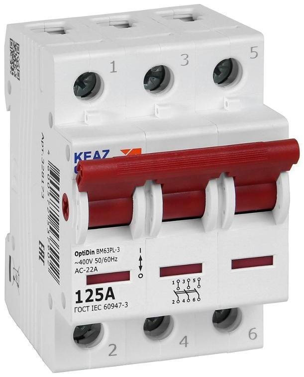 КЭАЗ 328173 Выключатель нагрузки модульный OptiDin BM63PL-3125-УХЛ3 (BM63PL) [в упаковке 4, цена за 1 шт]