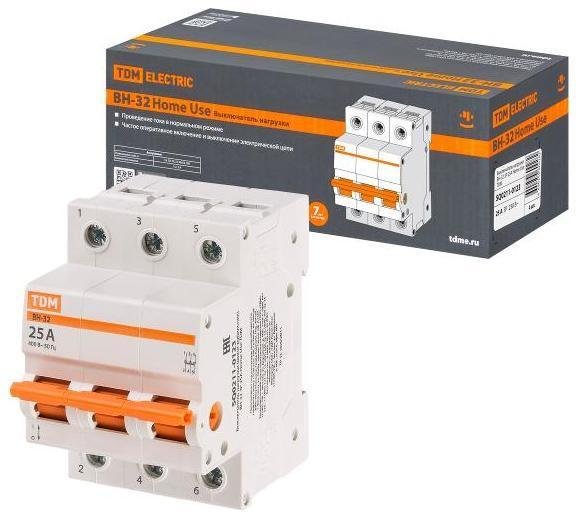 TDM electric SQ0211-0123 Выключатель нагрузки модульный (мини-рубильник) ВН-32 3P 25A Home Use