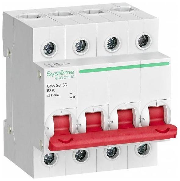 Systeme Electric C9S16463 Выключатель нагрузки модульный 4П 63А City9 [в упаковке 3, цена за 1 шт]