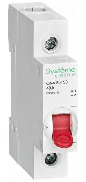 Systeme Electric C9S16140 Выключатель нагрузки модульный 1П 40А City9 [в упаковке 12, цена за 1 шт]