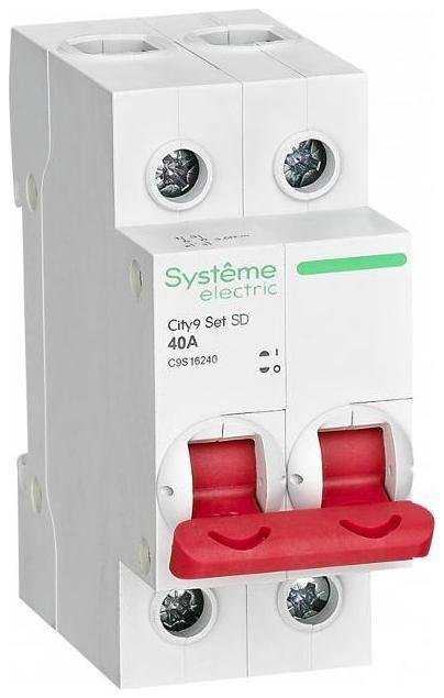 Systeme Electric C9S16240 Выключатель нагрузки модульный 2П 40А City9 [в упаковке 6, цена за 1 шт]