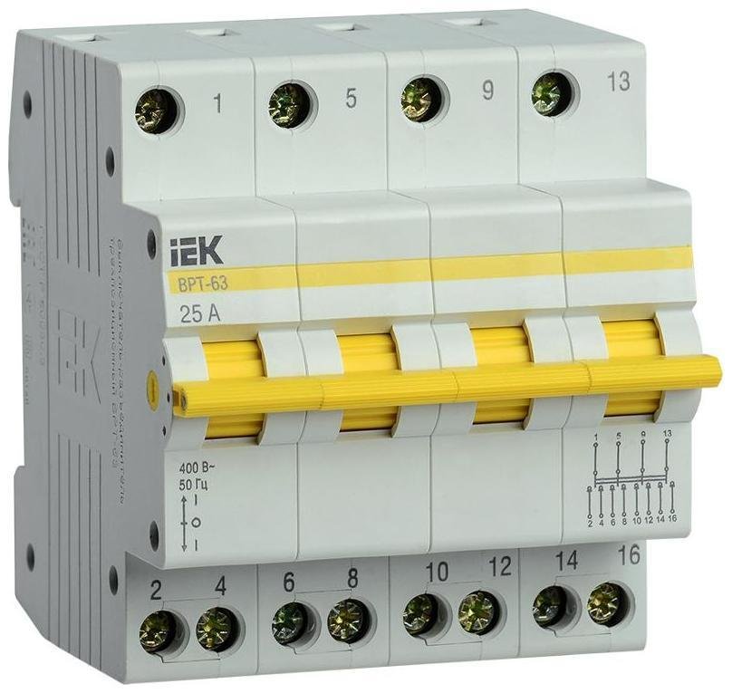 IEK MPR10-4-025 Выключатель-разъединитель (рубильник) трехпозиционный ВРТ-63 4п 25А [в упаковке 3, цена за 1 шт]