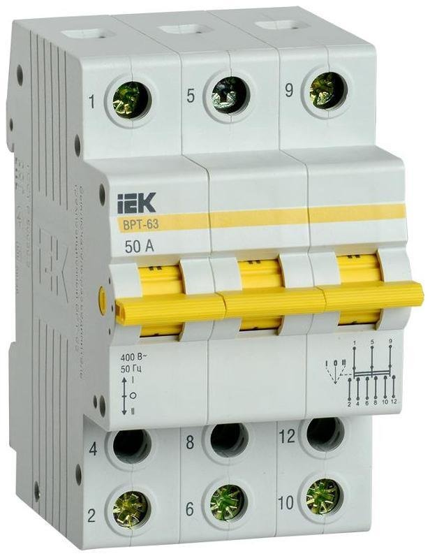 IEK MPR10-3-050 Выключатель-разъединитель (рубильник) трехпозиционный ВРТ-63 3п 50А