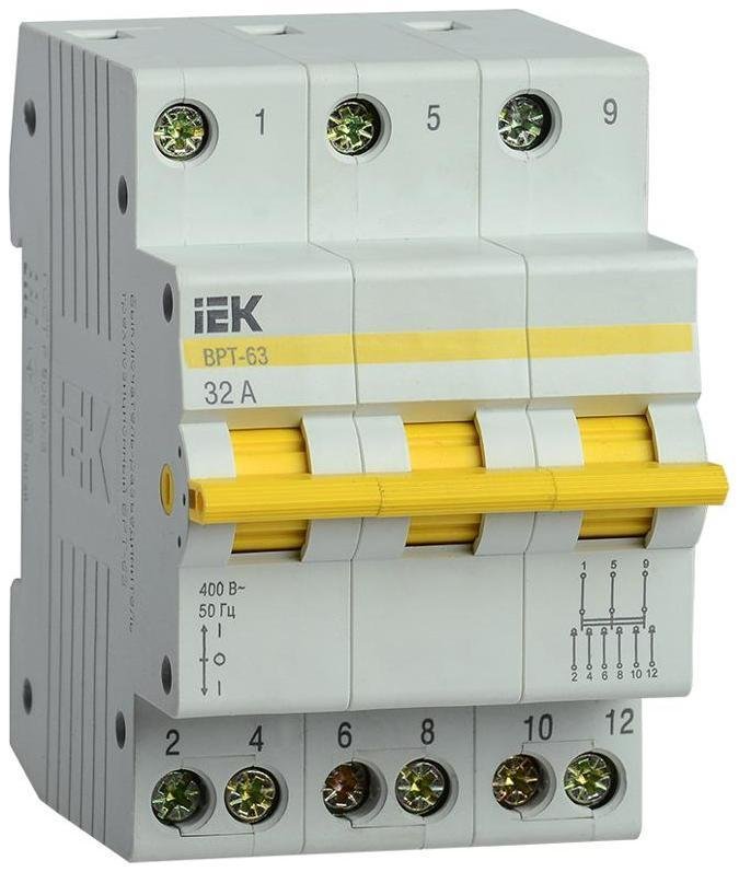 IEK MPR10-3-032 Выключатель-разъединитель (рубильник) трехпозиционный ВРТ-63 3п 32А [в упаковке 4, цена за 1 шт]