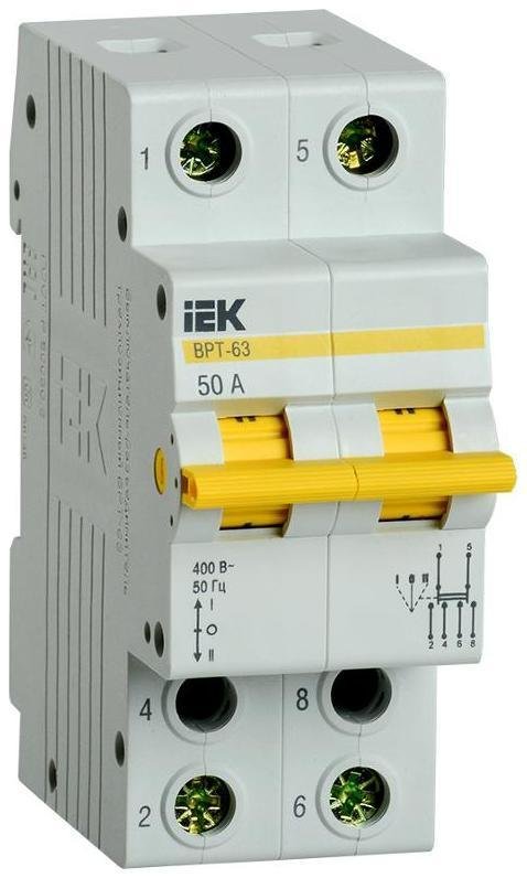 IEK MPR10-2-050 Выключатель-разъединитель (рубильник) трехпозиционный ВРТ-63 2п 50А