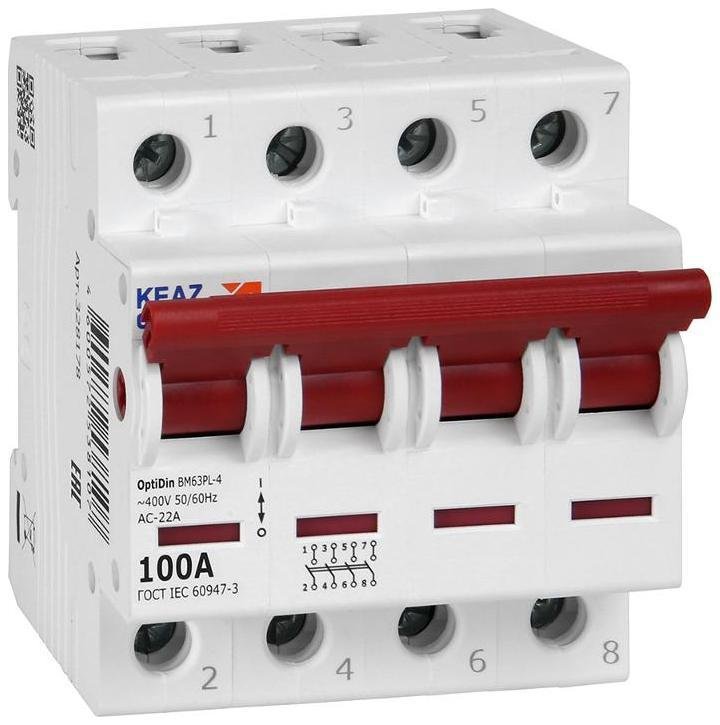 КЭАЗ 328178 Выключатель нагрузки модульный OptiDin BM63PL-4100-УХЛ3 (BM63PL) [в упаковке 3, цена за 1 шт]