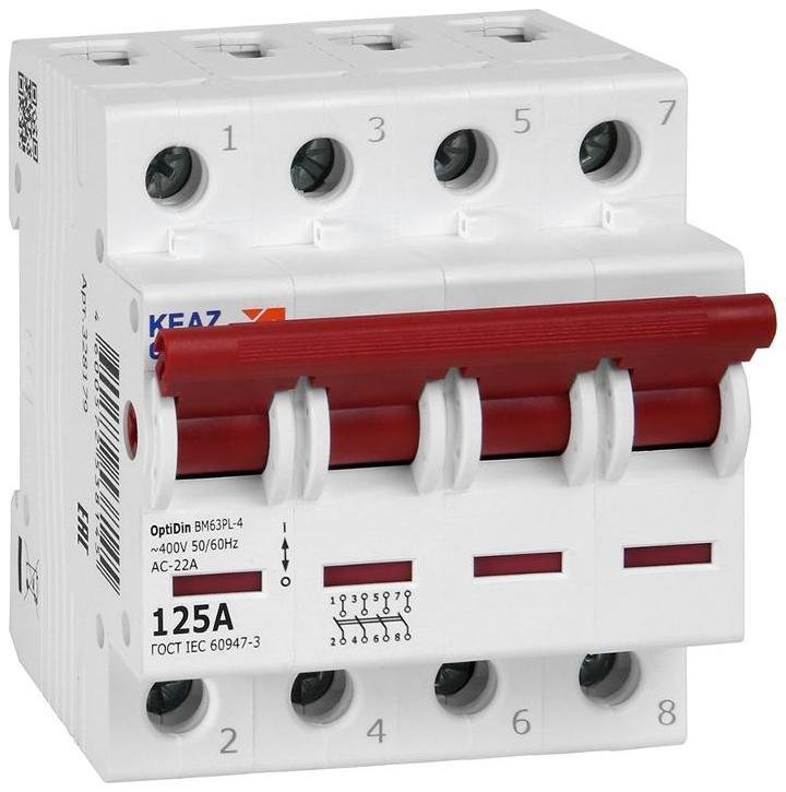 КЭАЗ 328179 Выключатель нагрузки модульный OptiDin BM63PL-4125-УХЛ3 (BM63PL)