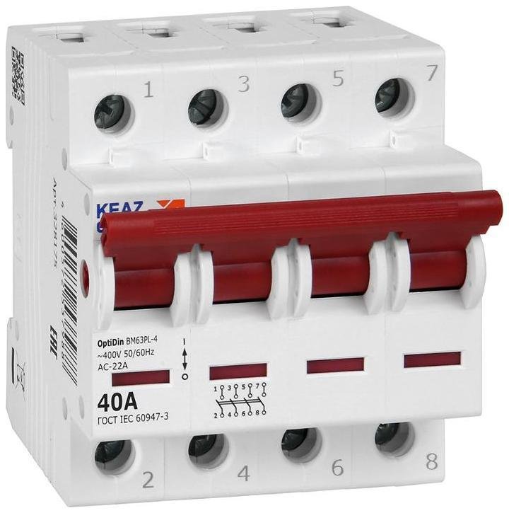 КЭАЗ 328175 Выключатель нагрузки модульный OptiDin BM63PL-440-УХЛ3 (BM63PL) [в упаковке 3, цена за 1 шт]