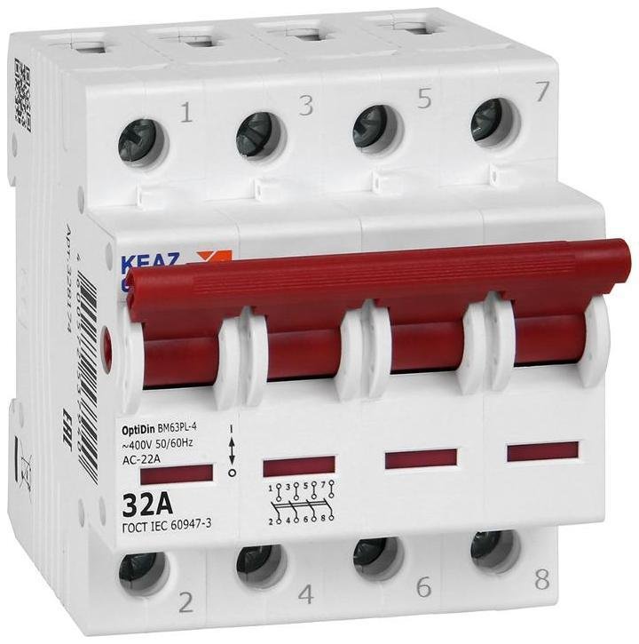 КЭАЗ 328174 Выключатель нагрузки модульный OptiDin BM63PL-432-УХЛ3 (BM63PL)