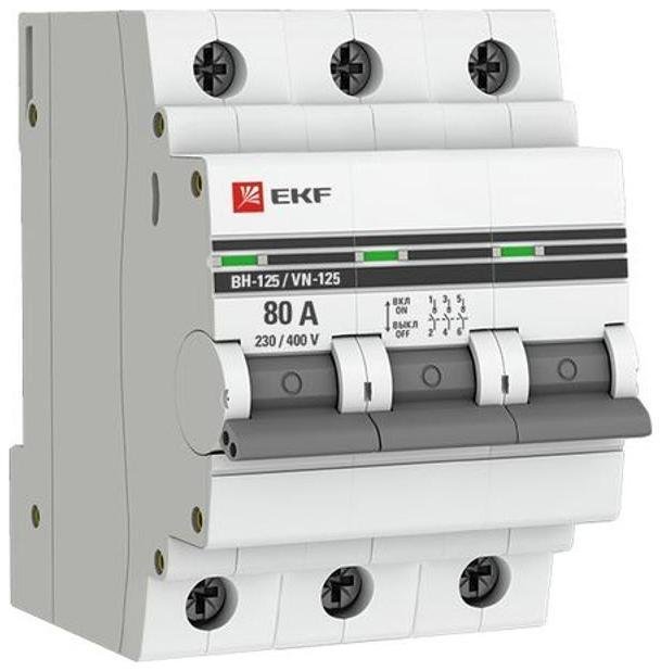 EKF SL125-3-80-pro Выключатель нагрузки 3P 80А ВН-125 PROxima [в упаковке 40, цена за 1 шт]