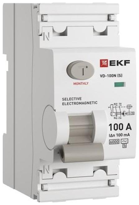 EKF E1026MS100100 Выключатель дифференциального тока ВД-100N (S) 2п 100А 100мА (тип АС, эл-мех) 6кА PROximа