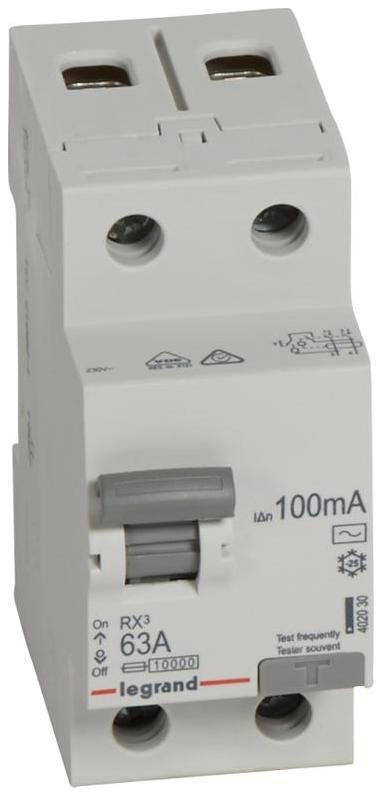 Legrand 402030 Выключатель дифференциальный (УЗО) RX3 2п 63А 100мА тип AC