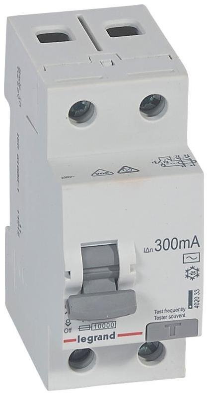 Legrand 402033 Выключатель дифференциальный (УЗО) RX3 2п 40А 300мА тип AC