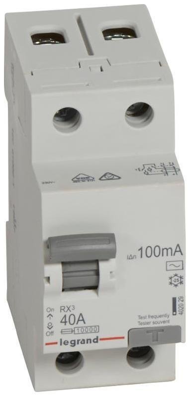 Legrand 402029 Выключатель дифференциальный (УЗО) RX3 2п 40А 100мА тип AC