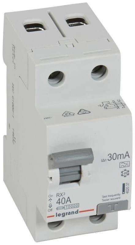 Legrand 402036 Выключатель дифференциальный (УЗО) RX3 2п 25А 30мА тип A
