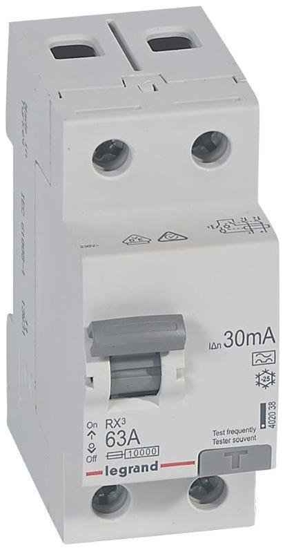 Legrand 402038 Выключатель дифференциальный (УЗО) RX3 2п 63А 30мА тип A