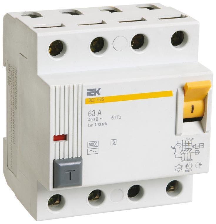 IEK MDV12-4-032-100 Выключатель дифференциальный (УЗО) ВД1-63S 4п 32А 100мА тип AC