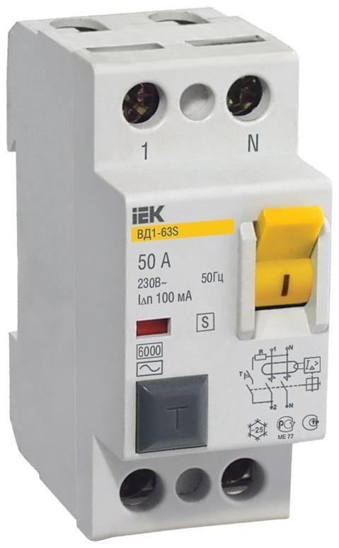 IEK MDV12-2-080-300 Выключатель дифференциальный (УЗО) ВД1-63S 2п 80А 300мА тип AC