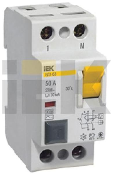 IEK MDV10-2-025-300 Выключатель дифференциальный (УЗО) ВД1-63 2п 25А 300мА тип AC