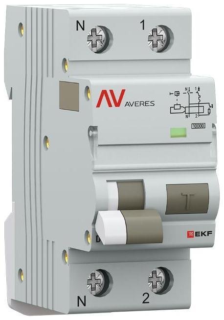 EKF rcbo10-1pn-16C-30-a-av Дифференциальный автомат (УЗО) DVA-10 1P+N 16А (C) 30мА (A) 10кА AVERES