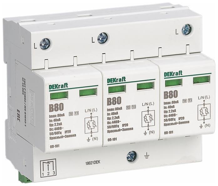 DEKraft 18021DEK Ограничитель перенапряжений 3P 80кА B 420В ОП-101