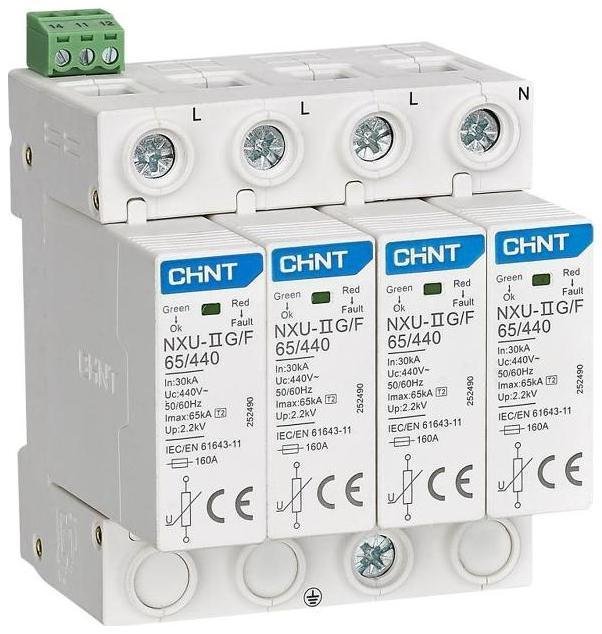 CHINT 252490 Ограничитель имп. перенапр. NXU-IIG/F 4P In=25kA Uc=440B Im=65kA (R)