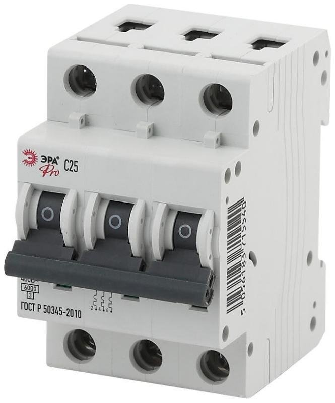 Эра Б0031818 Выключатель автоматический трехполюсный Pro NO-901-48 ВА47-63 3P 25А кривая C
