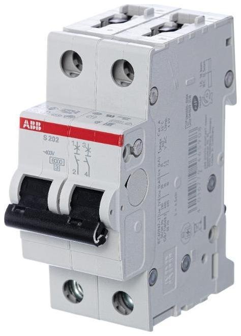ABB 2CDS252001R0064 Выключатель автоматический двухполюсный S202 6А C 6кА (S202 C6)