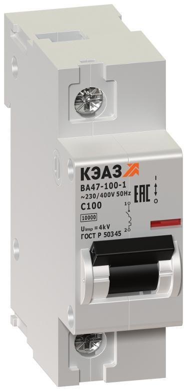 КЭАЗ 233018 Выключатель автоматический однополюсный ВА47-100 40А C 10кА (ВА47-100-1С40-УХЛ3)