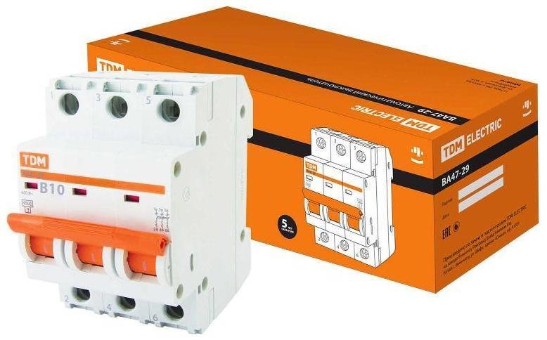 TDM electric SQ0206-0040 Выключатель автоматический трехполюсный ВА47-29 10А B 4,5кА
