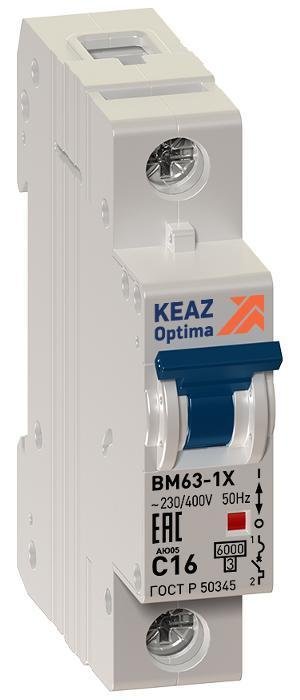 КЭАЗ 103548 Выключатель автоматический однополюсный OptiDin BM63 25А C 6кА (BM63-1C25-УХЛ3)