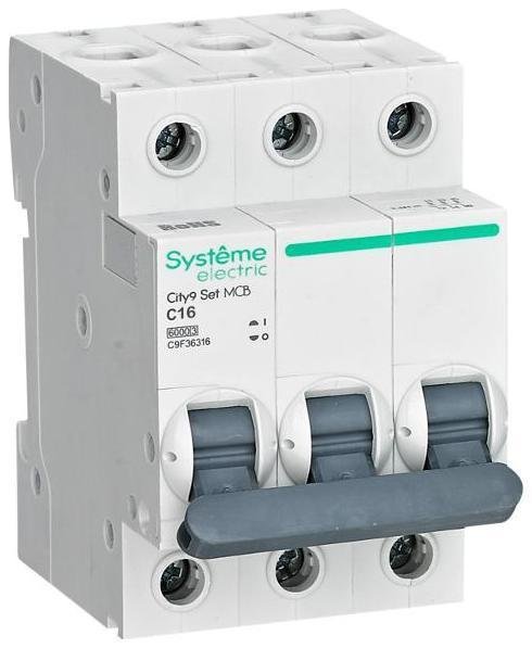 Systeme Electric C9F36316 Выключатель автоматический трёхполюсный 16A C 6kA City9