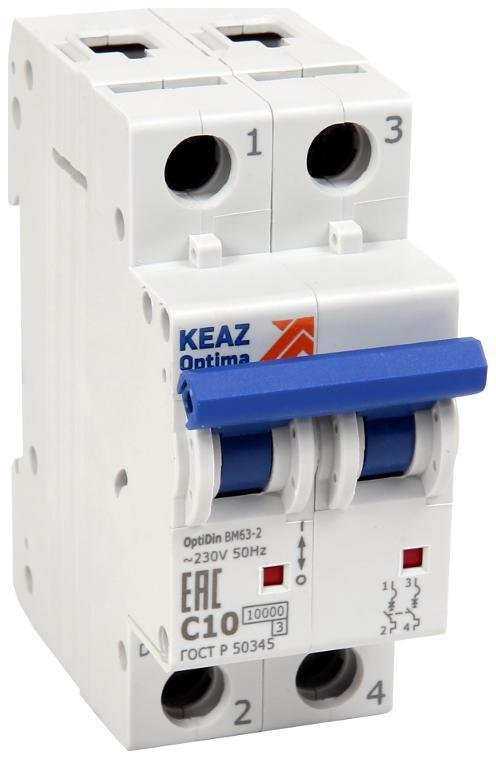 КЭАЗ 262587 Выключатель автоматический модульный OptiDin BM63-2C4-10-УХЛ3